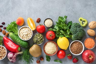 A spread of fruits and vegetables